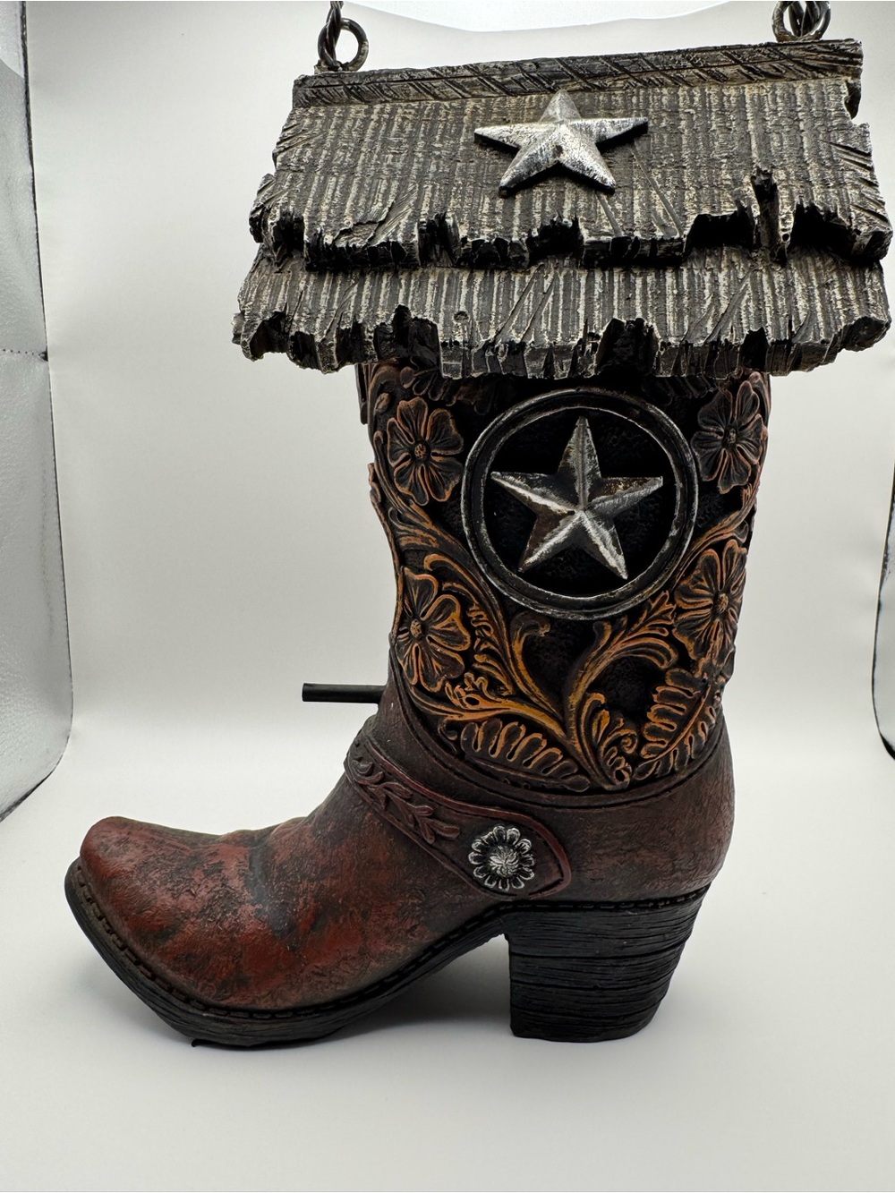 Western Cowboy Boot Birdhouse Rustic Hanging Garden Decor